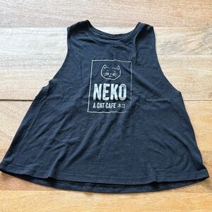 Cat cafe cropped racerback tank